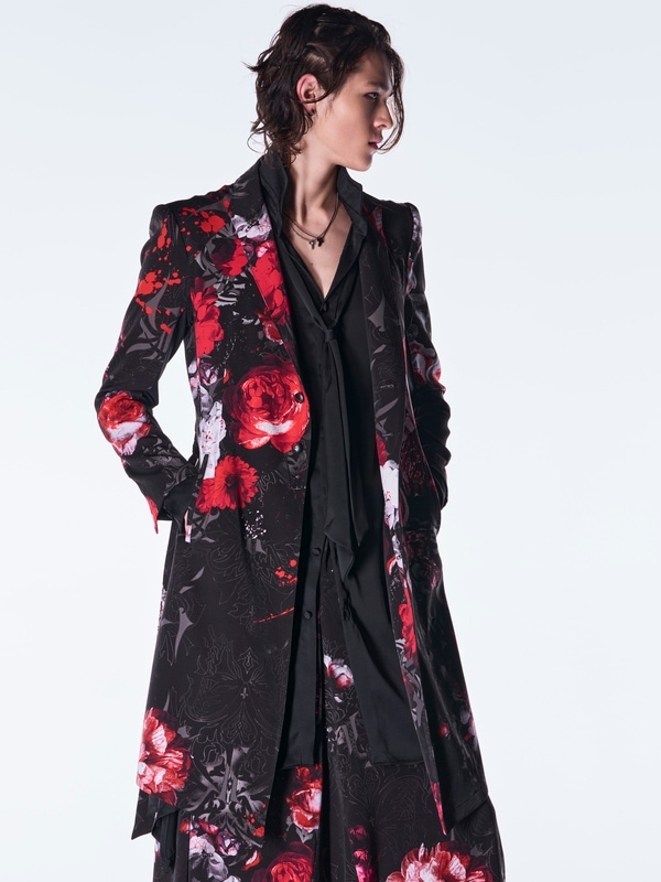 (ͽ���ʡ�9������10������ͽ��/kiryuyrik������奦����奦/Goth Flora Suede Satin Flare Jacket/Black