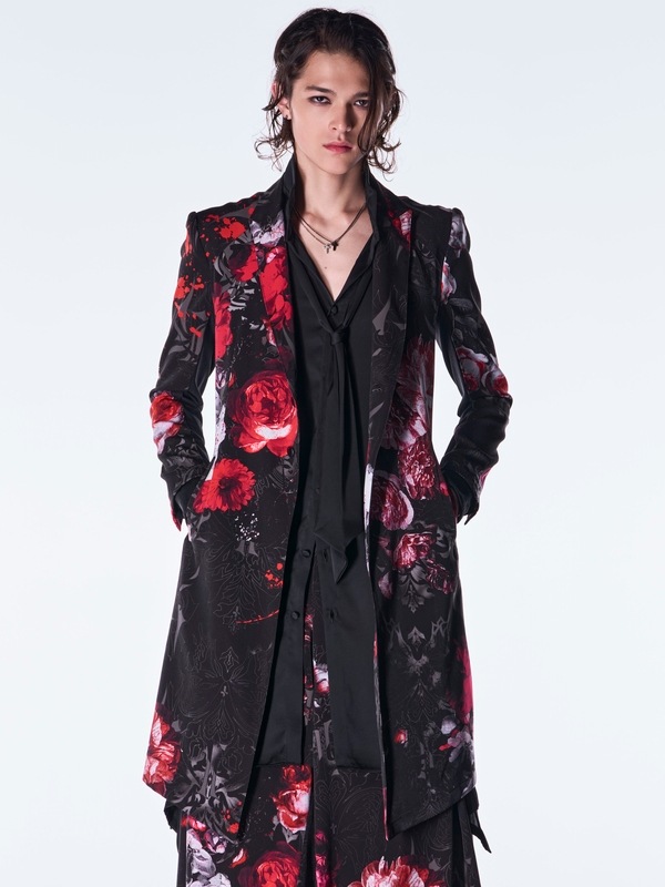 (ͽ���ʡ�9������10������ͽ��/kiryuyrik������奦����奦/Goth Flora Suede Satin Flare Jacket/Black