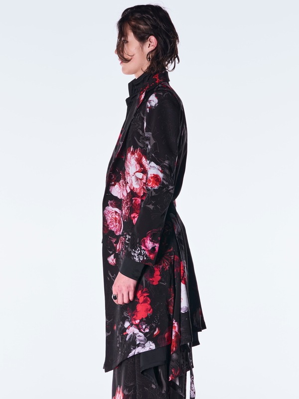 (ͽ���ʡ�9������10������ͽ��/kiryuyrik������奦����奦/Goth Flora Suede Satin Flare Jacket/Black