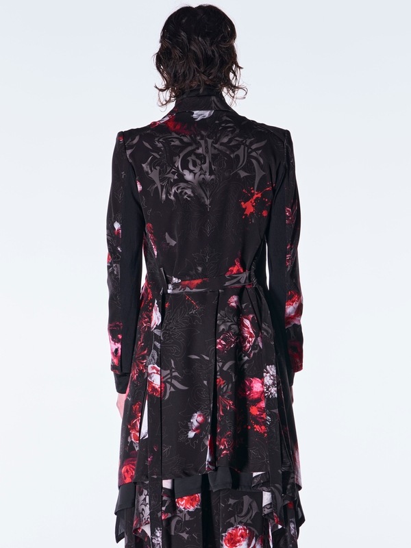 (ͽ���ʡ�9������10������ͽ��/kiryuyrik������奦����奦/Goth Flora Suede Satin Flare Jacket/Black