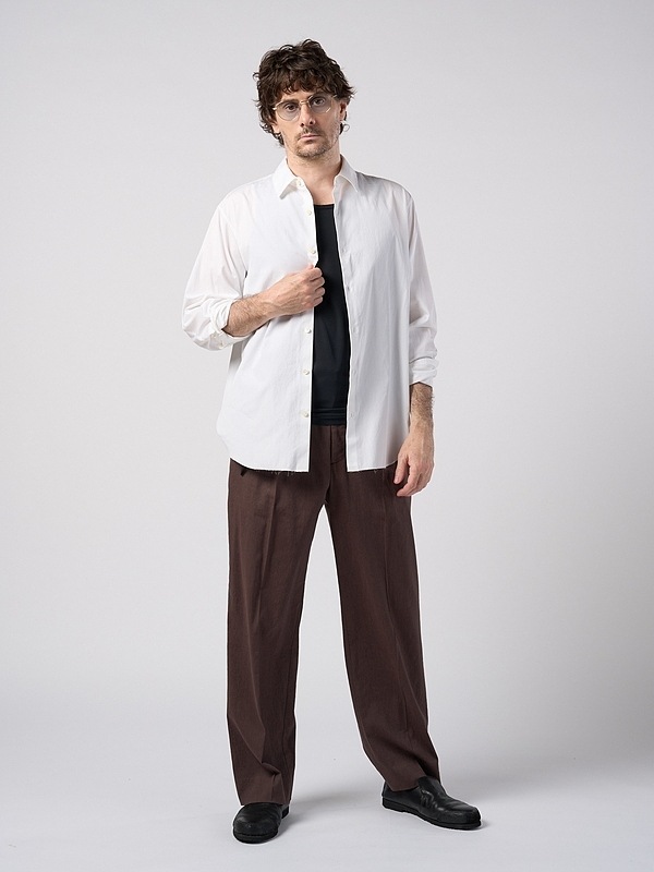 (ͽ���ʡ�3��4������ͽ��/wjk�����֥른��������/viscose linen semi-wide slacks/brown