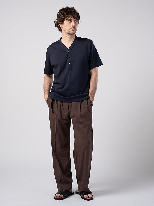 (ͽ���ʡ�3��4������ͽ��/wjk�����֥른��������/viscose linen semi-wide slacks/brown