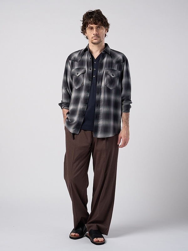 (ͽ���ʡ�3��4������ͽ��/wjk�����֥른��������/viscose linen semi-wide slacks/brown