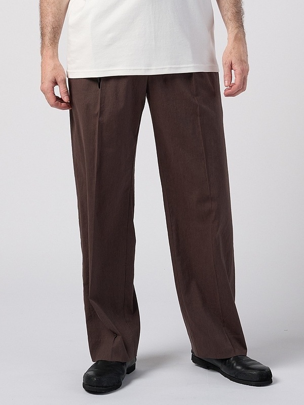 (ͽ���ʡ�3��4������ͽ��/wjk�����֥른��������/viscose linen semi-wide slacks/brown