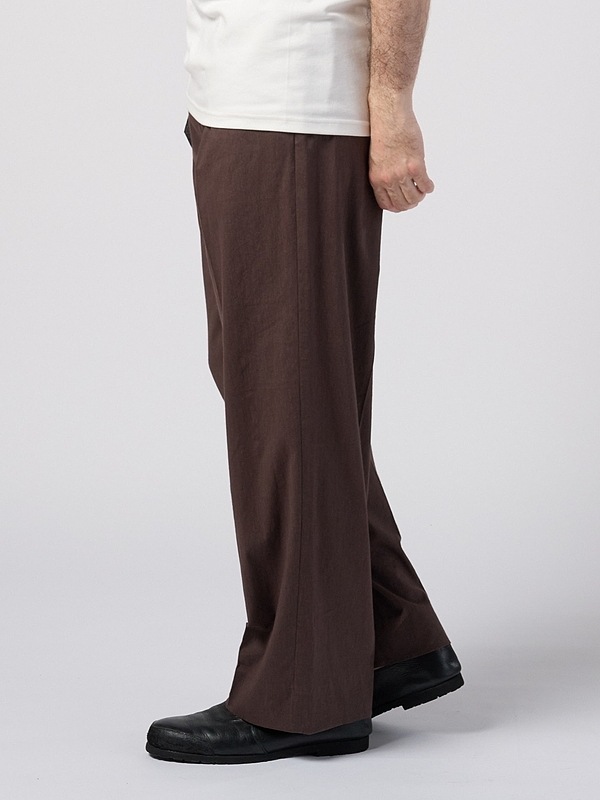 (ͽ���ʡ�3��4������ͽ��/wjk�����֥른��������/viscose linen semi-wide slacks/brown