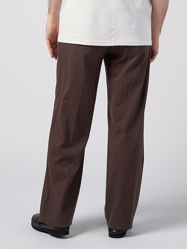 (ͽ���ʡ�3��4������ͽ��/wjk�����֥른��������/viscose linen semi-wide slacks/brown
