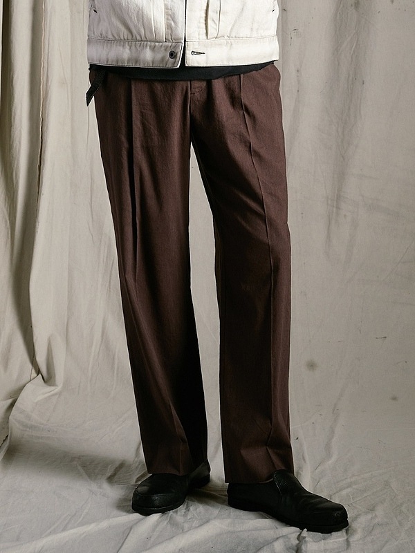(ͽ���ʡ�3��4������ͽ��/wjk�����֥른��������/viscose linen semi-wide slacks/brown