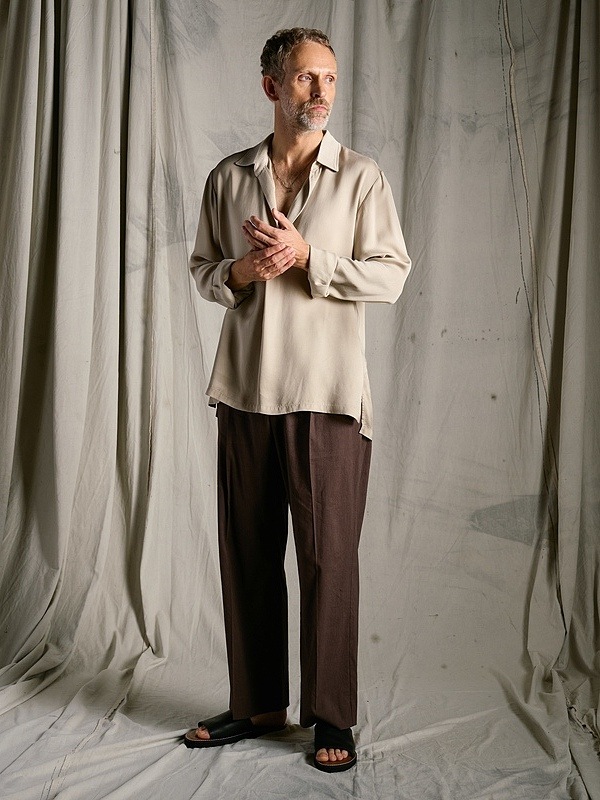 (ͽ���ʡ�3��4������ͽ��/wjk�����֥른��������/viscose linen semi-wide slacks/brown
