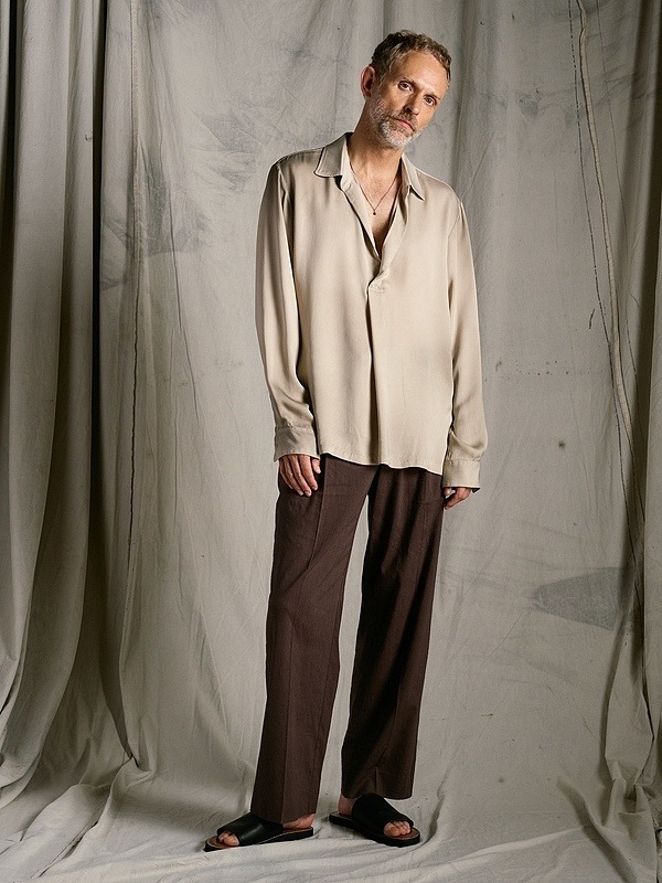 (ͽ���ʡ�3��4������ͽ��/wjk�����֥른��������/viscose linen semi-wide slacks/brown