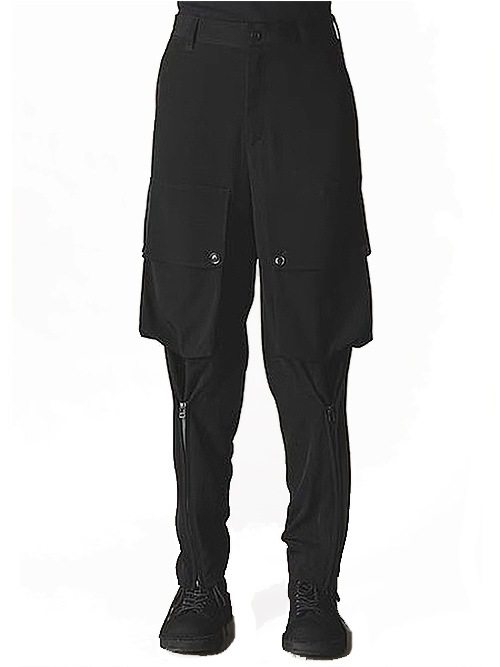 �㴰���Ground Y�����饦��ɥ磻/TA/PE CREPE DE CHINE ZIPPER JODHPURS CARGO PANTS/BLACK