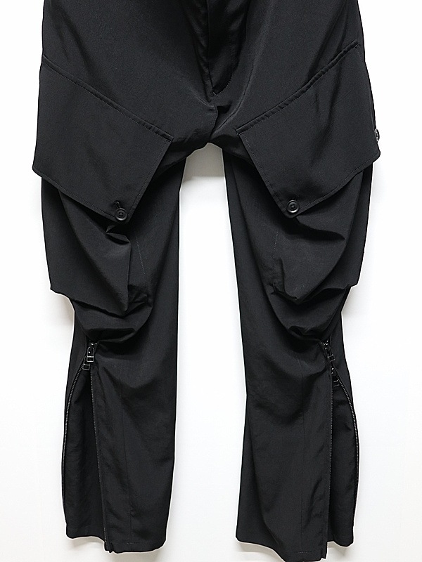 �㴰���Ground Y�����饦��ɥ磻/TA/PE CREPE DE CHINE ZIPPER JODHPURS CARGO PANTS/BLACK