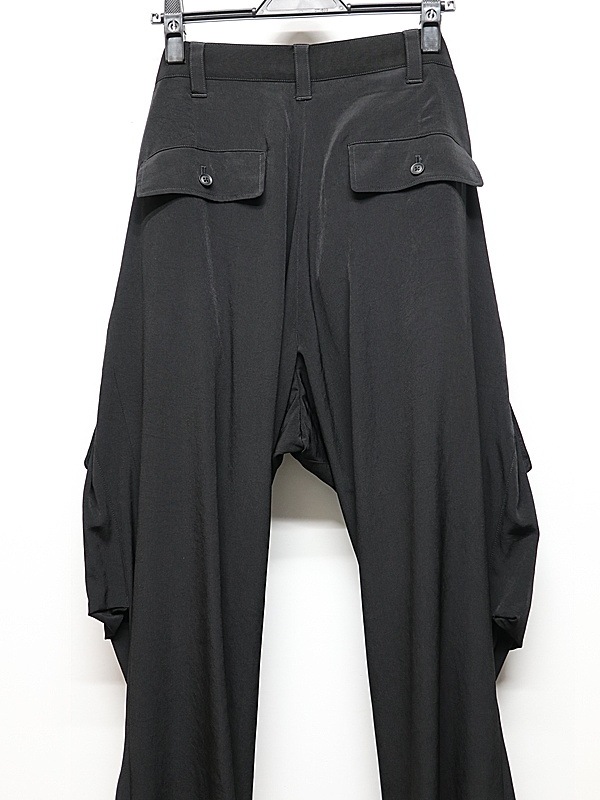 �㴰���Ground Y�����饦��ɥ磻/TA/PE CREPE DE CHINE ZIPPER JODHPURS CARGO PANTS/BLACK