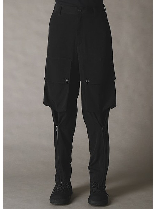�㴰���Ground Y�����饦��ɥ磻/TA/PE CREPE DE CHINE ZIPPER JODHPURS CARGO PANTS/BLACK