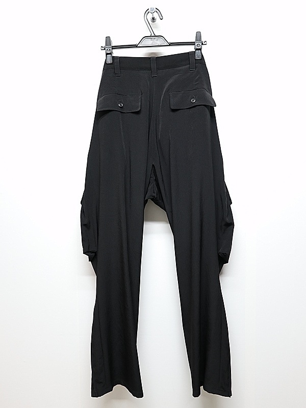 �㴰���Ground Y�����饦��ɥ磻/TA/PE CREPE DE CHINE ZIPPER JODHPURS CARGO PANTS/BLACK