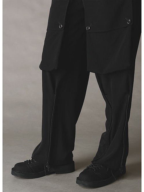 �㴰���Ground Y�����饦��ɥ磻/TA/PE CREPE DE CHINE ZIPPER JODHPURS CARGO PANTS/BLACK