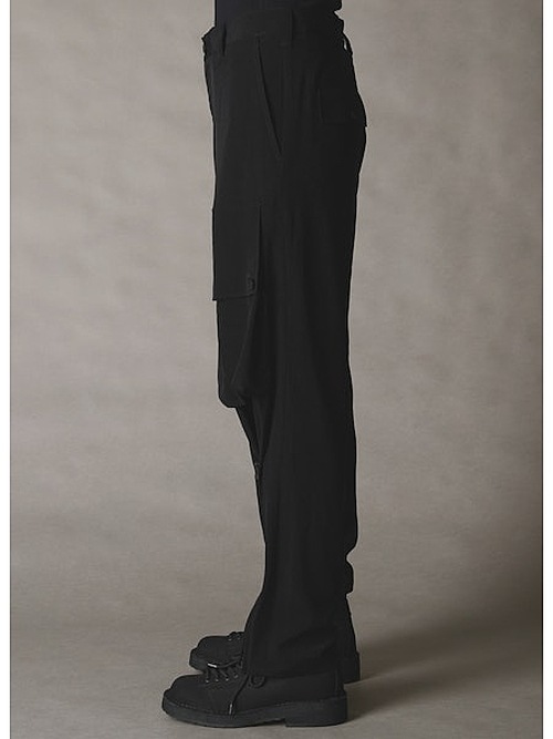 �㴰���Ground Y�����饦��ɥ磻/TA/PE CREPE DE CHINE ZIPPER JODHPURS CARGO PANTS/BLACK