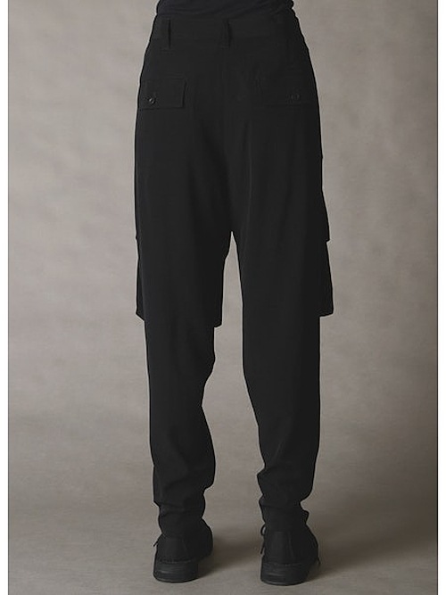 �㴰���Ground Y�����饦��ɥ磻/TA/PE CREPE DE CHINE ZIPPER JODHPURS CARGO PANTS/BLACK
