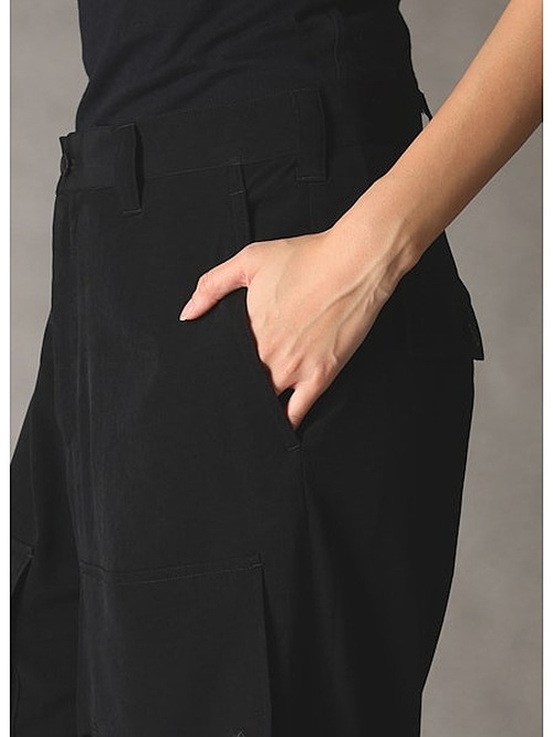 �㴰���Ground Y�����饦��ɥ磻/TA/PE CREPE DE CHINE ZIPPER JODHPURS CARGO PANTS/BLACK