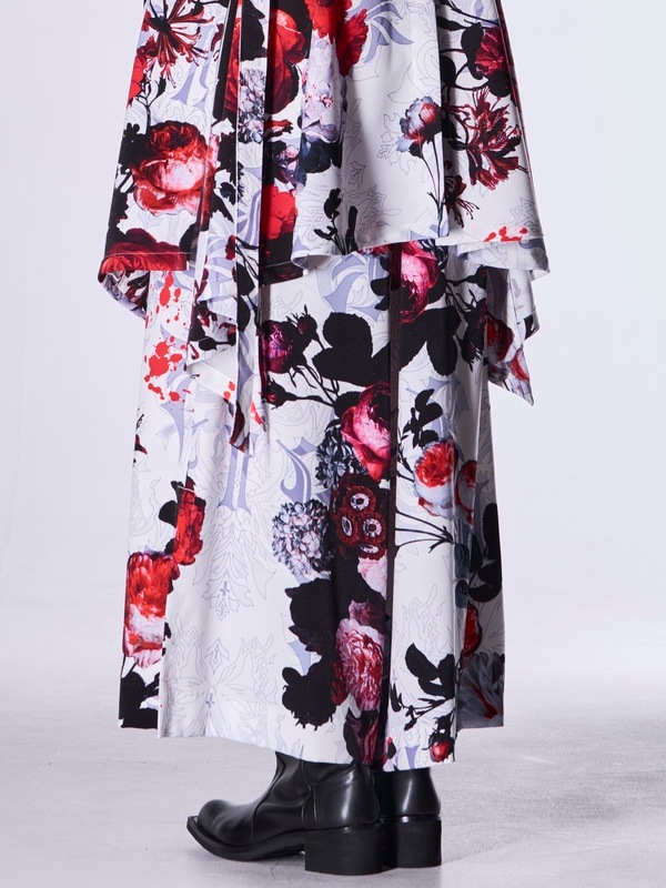 (ͽ���ʡ�9������10������ͽ��/kiryuyrik������奦����奦/Goth Flora Suede Satin Wide Tuck Slacks/White