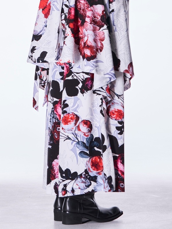 (ͽ���ʡ�9������10������ͽ��/kiryuyrik������奦����奦/Goth Flora Suede Satin Wide Tuck Slacks/White