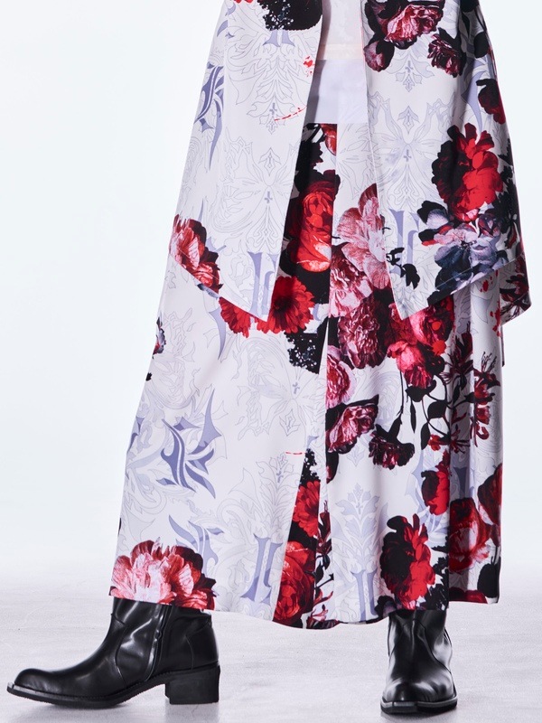 (ͽ���ʡ�9������10������ͽ��/kiryuyrik������奦����奦/Goth Flora Suede Satin Wide Tuck Slacks/White