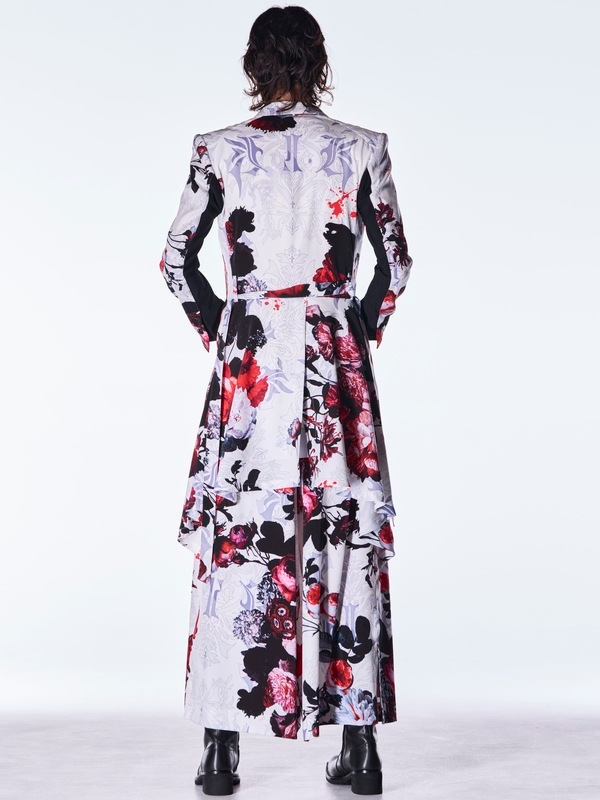 (ͽ���ʡ�9������10������ͽ��/kiryuyrik������奦����奦/Goth Flora Suede Satin Wide Tuck Slacks/White