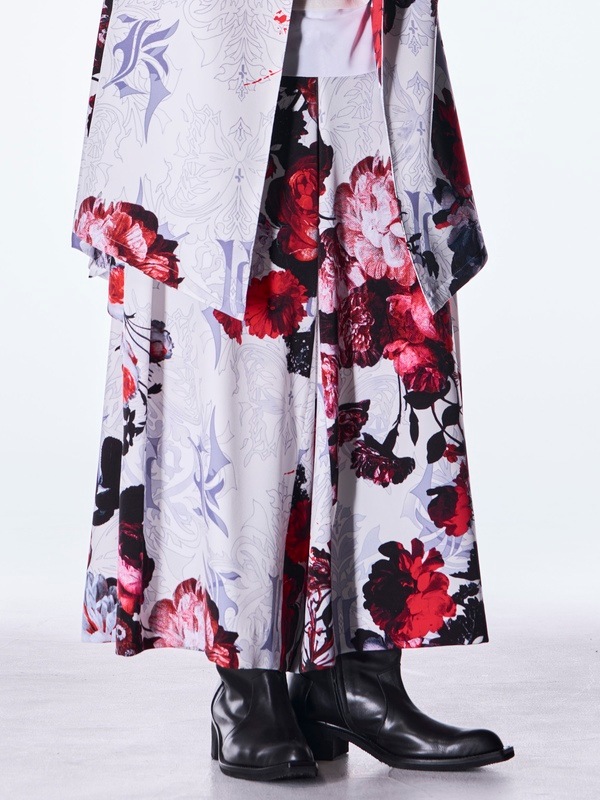 (ͽ���ʡ�9������10������ͽ��/kiryuyrik������奦����奦/Goth Flora Suede Satin Wide Tuck Slacks/White