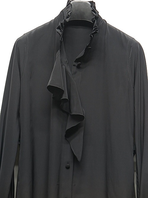 �㴰���THE ONENESS�ʥ����ͥ���/Recycled PE Dechine Frill Flare Shirt/Black
