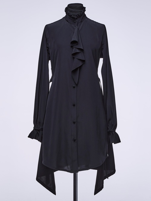 �㴰���THE ONENESS�ʥ����ͥ���/Recycled PE Dechine Frill Flare Shirt/Black