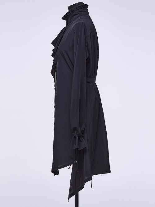 �㴰���THE ONENESS�ʥ����ͥ���/Recycled PE Dechine Frill Flare Shirt/Black