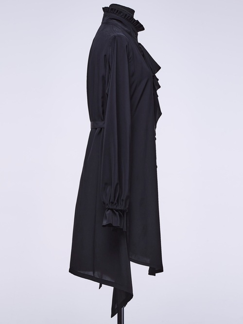 �㴰���THE ONENESS�ʥ����ͥ���/Recycled PE Dechine Frill Flare Shirt/Black