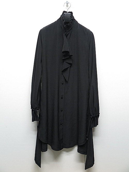 �㴰���THE ONENESS�ʥ����ͥ���/Recycled PE Dechine Frill Flare Shirt/Black