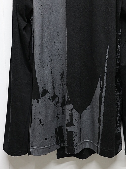 Ground Y�����饦��ɥ磻/SILKETTE JERSEY W/ NUMBER PATTERN TSUJIKIRI LONG SLEEVED T-SHIRT/BLACKGRAY