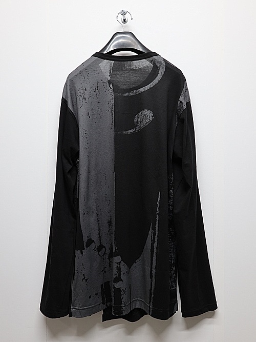 Ground Y�����饦��ɥ磻/SILKETTE JERSEY W/ NUMBER PATTERN TSUJIKIRI LONG SLEEVED T-SHIRT/BLACKGRAY