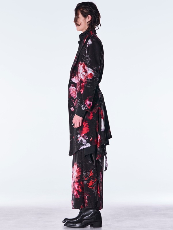 (ͽ���ʡ�9������10������ͽ��/kiryuyrik������奦����奦/Goth Flora Suede Satin Wide Tuck Slacks/Black
