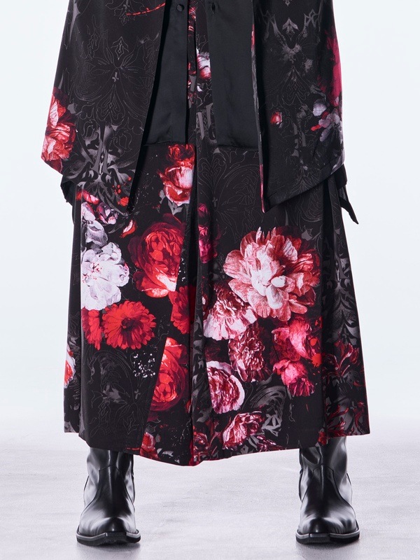 (ͽ���ʡ�9������10������ͽ��/kiryuyrik������奦����奦/Goth Flora Suede Satin Wide Tuck Slacks/Black