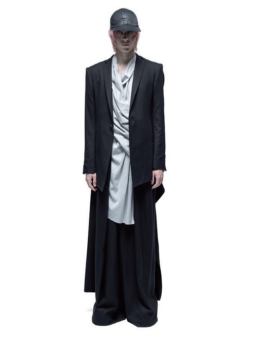 (ͽ)89ͽ/JULIUSꥦ/WOOL/VISCOSE CREPE TROUSERS4/BLACK