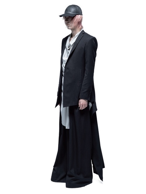 (ͽ)89ͽ/JULIUSꥦ/WOOL/VISCOSE CREPE TROUSERS4/BLACK