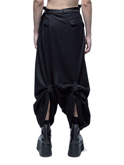(ͽ)89ͽ/JULIUSꥦ/WOOL/VISCOSE CREPE TROUSERS4/BLACK