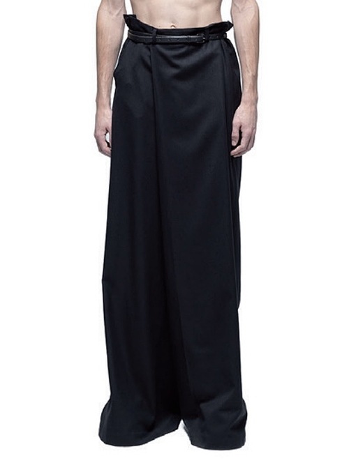 (ͽ)89ͽ/JULIUSꥦ/WOOL/VISCOSE CREPE TROUSERS4/BLACK