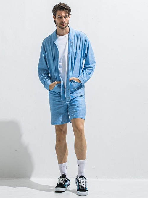 (ͽ���ʡ�6��7������ͽ��/40TH RESOUND CLOTHING���ꥵ����ɥ���������/SEMI LOOSE FIT RUSH DENIM SHORTS/LIND