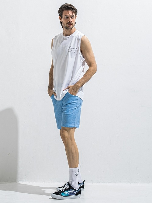 (ͽ���ʡ�6��7������ͽ��/40TH RESOUND CLOTHING���ꥵ����ɥ���������/SEMI LOOSE FIT RUSH DENIM SHORTS/LIND