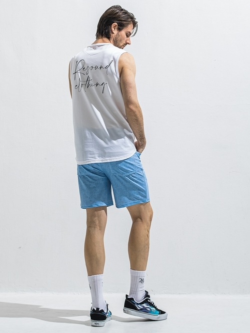 (ͽ���ʡ�6��7������ͽ��/40TH RESOUND CLOTHING���ꥵ����ɥ���������/SEMI LOOSE FIT RUSH DENIM SHORTS/LIND