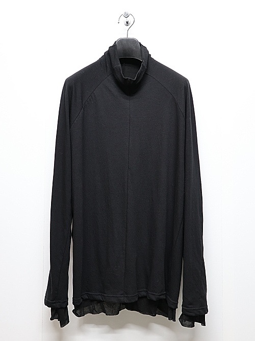 nude:masahiko maruyama ̡:ޥҥޥ/40/- Cotton Wool Jersey Tencel Jersey LAYERED HIGH NECK PULLOVER/Black