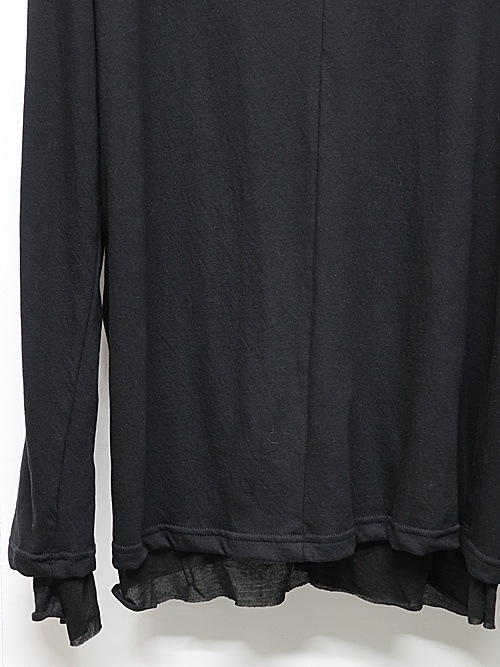 nude:masahiko maruyama ̡:ޥҥޥ/40/- Cotton Wool Jersey Tencel Jersey LAYERED HIGH NECK PULLOVER/Black