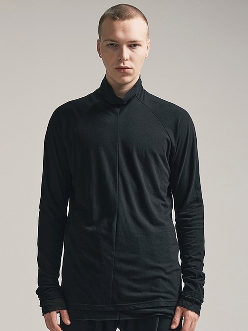 (ͽ)79ͽ/nude:masahiko maruyama ̡:ޥҥޥ/40/- Cotton Wool Jersey Tencel Jersey LAYERED HIGH NECK PULLOVER/Black