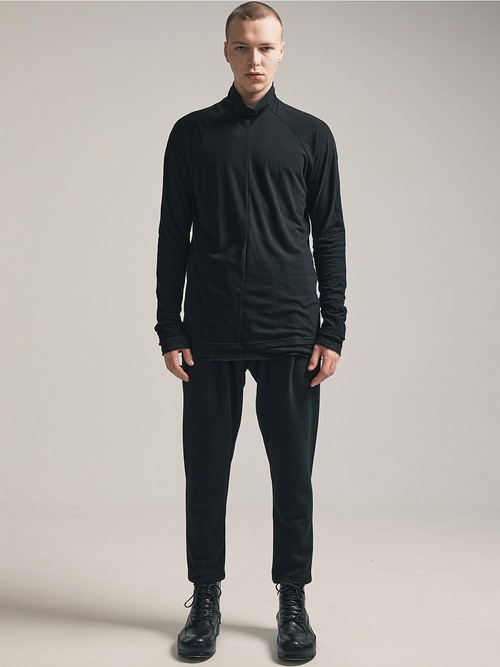 (ͽ)79ͽ/nude:masahiko maruyama ̡:ޥҥޥ/40/- Cotton Wool Jersey Tencel Jersey LAYERED HIGH NECK PULLOVER/Black