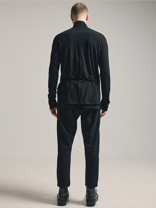 (ͽ)79ͽ/nude:masahiko maruyama ̡:ޥҥޥ/40/- Cotton Wool Jersey Tencel Jersey LAYERED HIGH NECK PULLOVER/Black