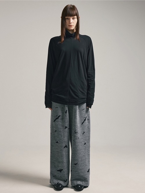 (ͽ)79ͽ/nude:masahiko maruyama ̡:ޥҥޥ/40/- Cotton Wool Jersey Tencel Jersey LAYERED HIGH NECK PULLOVER/Black