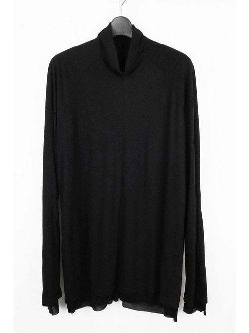 (ͽ)79ͽ/nude:masahiko maruyama ̡:ޥҥޥ/40/- Cotton Wool Jersey Tencel Jersey LAYERED HIGH NECK PULLOVER/Black